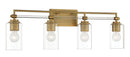 Four Light Bath Vanity<br /><span style="color:#4AB0CE;">Entrega: 4-10 dias en USA</span><br /><span style="color:#4AB0CE;font-size:60%;">PREGUNTE POR ENTREGA EN PANAMA</span><br />Collection: Binsly<br />Finish: Aged Brass