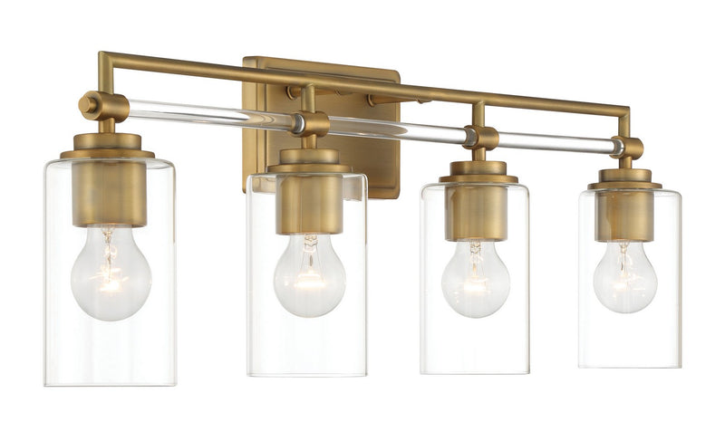 Four Light Bath Vanity<br /><span style="color:#4AB0CE;">Entrega: 3-4 semanas en USA</span><br /><span style="color:#4AB0CE;font-size:60%;">PREGUNTE POR ENTREGA EN PANAMA</span><br />Collection: Binsly<br />Finish: Aged Brass