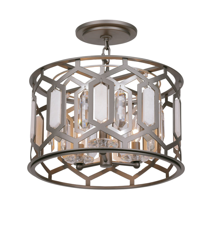 Three Light Semi Flush Mount<br /><span style="color:#4AB0CE;">Entrega: 4-10 dias en USA</span><br /><span style="color:#4AB0CE;font-size:60%;">PREGUNTE POR ENTREGA EN PANAMA</span><br />Collection: Hexly<br />Finish: Bronze & Sultry Sliver