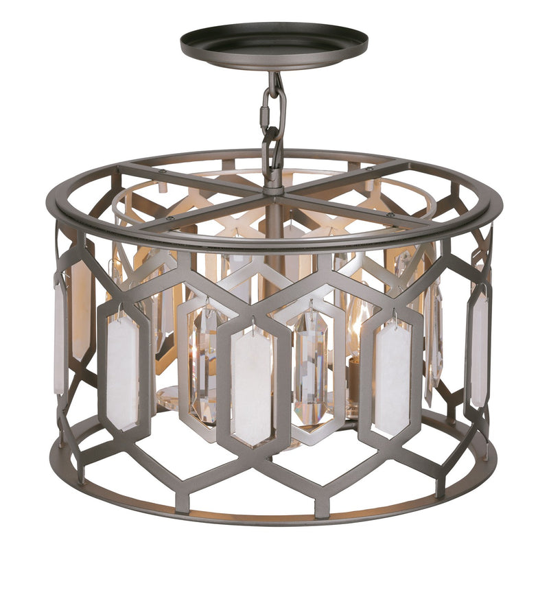 Three Light Semi Flush Mount<br /><span style="color:#4AB0CE;">Entrega: 4-10 dias en USA</span><br /><span style="color:#4AB0CE;font-size:60%;">PREGUNTE POR ENTREGA EN PANAMA</span><br />Collection: Hexly<br />Finish: Bronze & Sultry Sliver