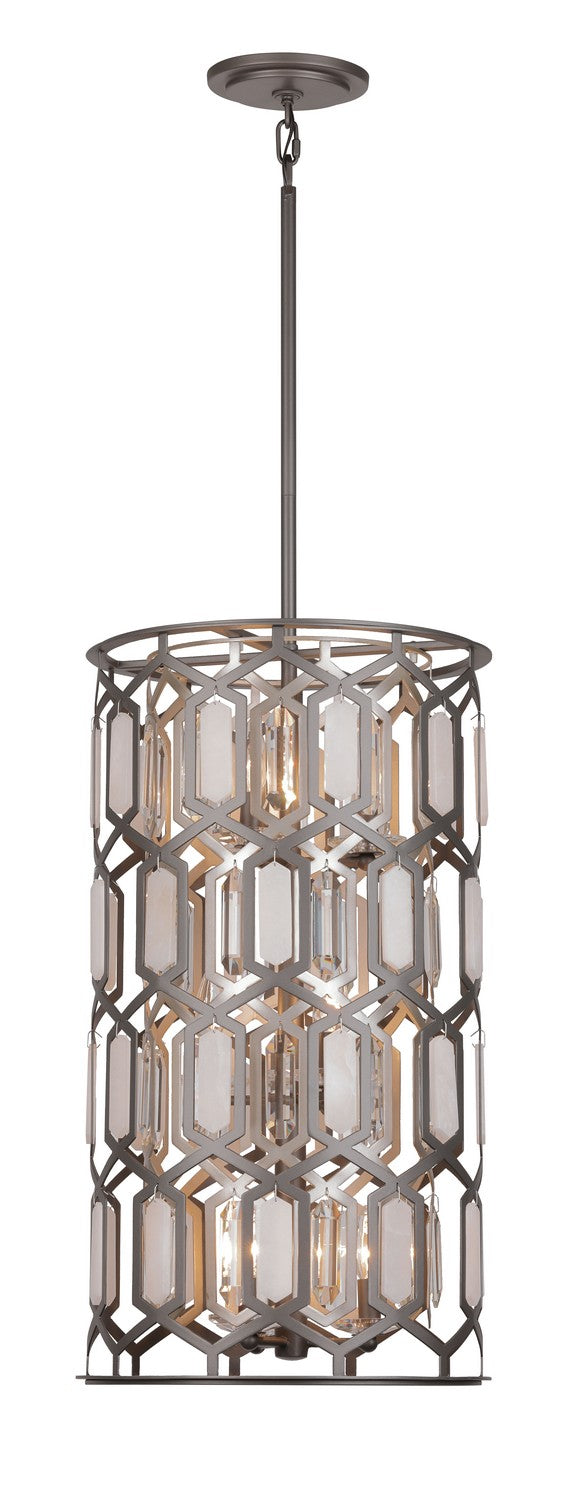 Nine Light Foyer Pendant<br /><span style="color:#4AB0CE;">Entrega: 4-10 dias en USA</span><br /><span style="color:#4AB0CE;font-size:60%;">PREGUNTE POR ENTREGA EN PANAMA</span><br />Collection: Hexly<br />Finish: Bronze & Sultry Sliver