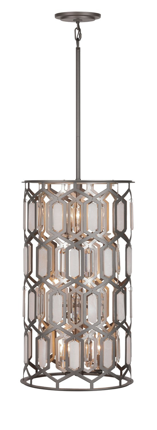 Nine Light Foyer Pendant<br /><span style="color:#4AB0CE;">Entrega: 4-10 dias en USA</span><br /><span style="color:#4AB0CE;font-size:60%;">PREGUNTE POR ENTREGA EN PANAMA</span><br />Collection: Hexly<br />Finish: Bronze & Sultry Sliver