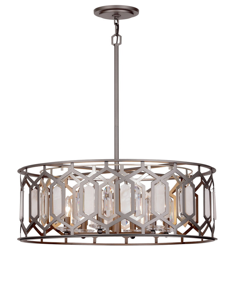 Six Light Pendant<br /><span style="color:#4AB0CE;">Entrega: 4-10 dias en USA</span><br /><span style="color:#4AB0CE;font-size:60%;">PREGUNTE POR ENTREGA EN PANAMA</span><br />Collection: Hexly<br />Finish: Bronze & Sultry Sliver