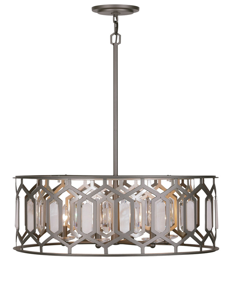 Six Light Pendant<br /><span style="color:#4AB0CE;">Entrega: 4-10 dias en USA</span><br /><span style="color:#4AB0CE;font-size:60%;">PREGUNTE POR ENTREGA EN PANAMA</span><br />Collection: Hexly<br />Finish: Bronze & Sultry Sliver