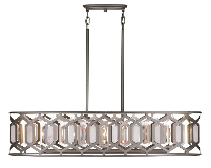 Five Light Island Pendant<br /><span style="color:#4AB0CE;">Entrega: 4-10 dias en USA</span><br /><span style="color:#4AB0CE;font-size:60%;">PREGUNTE POR ENTREGA EN PANAMA</span><br />Collection: Hexly<br />Finish: Bronze & Sultry Sliver