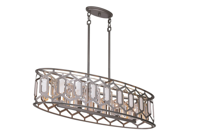 Five Light Island Pendant<br /><span style="color:#4AB0CE;">Entrega: 4-10 dias en USA</span><br /><span style="color:#4AB0CE;font-size:60%;">PREGUNTE POR ENTREGA EN PANAMA</span><br />Collection: Hexly<br />Finish: Bronze & Sultry Sliver