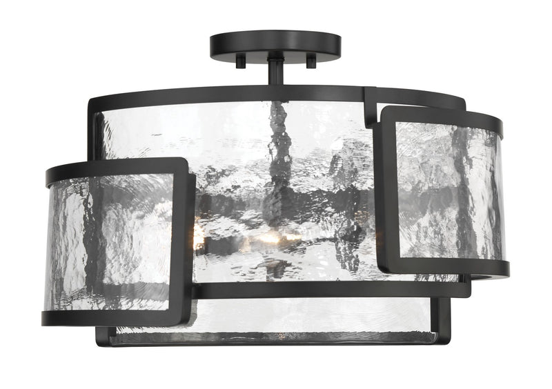 Three Light Semi Flush Mount<br /><span style="color:#4AB0CE;">Entrega: 4-10 dias en USA</span><br /><span style="color:#4AB0CE;font-size:60%;">PREGUNTE POR ENTREGA EN PANAMA</span><br />Collection: Bella Collina<br />Finish: Coal