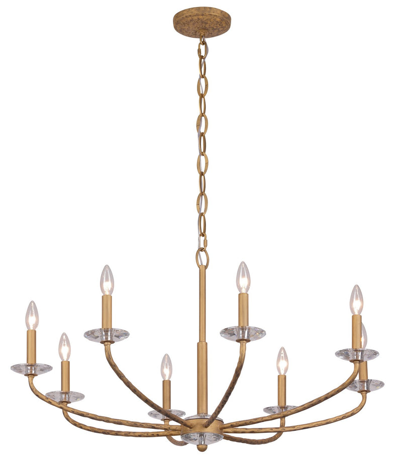 Eight Light Chandelier<br /><span style="color:#4AB0CE;">Entrega: 4-10 dias en USA</span><br /><span style="color:#4AB0CE;font-size:60%;">PREGUNTE POR ENTREGA EN PANAMA</span><br />Collection: Atella<br />Finish: Ashen Gold