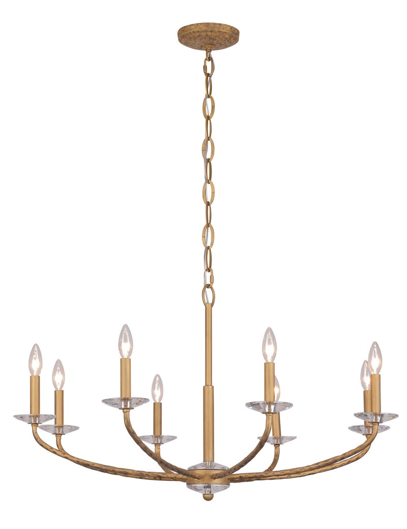 Eight Light Chandelier<br /><span style="color:#4AB0CE;">Entrega: 4-10 dias en USA</span><br /><span style="color:#4AB0CE;font-size:60%;">PREGUNTE POR ENTREGA EN PANAMA</span><br />Collection: Atella<br />Finish: Ashen Gold