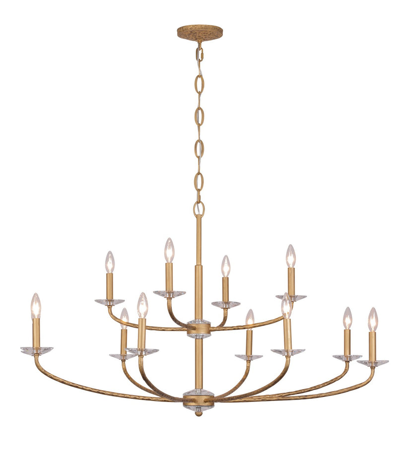 12 Light Chandelier<br /><span style="color:#4AB0CE;">Entrega: 4-10 dias en USA</span><br /><span style="color:#4AB0CE;font-size:60%;">PREGUNTE POR ENTREGA EN PANAMA</span><br />Collection: Atella<br />Finish: Ashen Gold