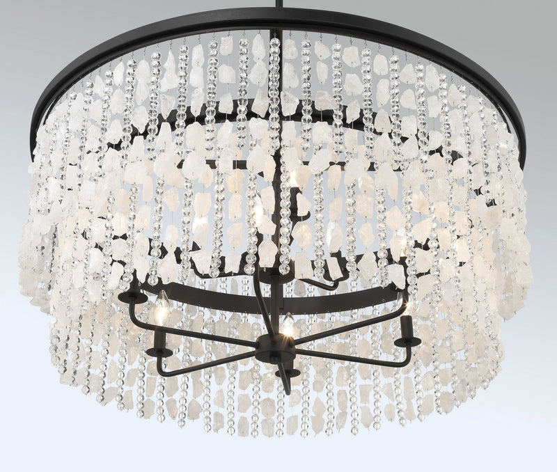 Nine Light Chandelier<br /><span style="color:#4AB0CE;">Entrega: 4-10 dias en USA</span><br /><span style="color:#4AB0CE;font-size:60%;">PREGUNTE POR ENTREGA EN PANAMA</span><br />Collection: Shimmering Elegance<br />Finish: Sand Coal