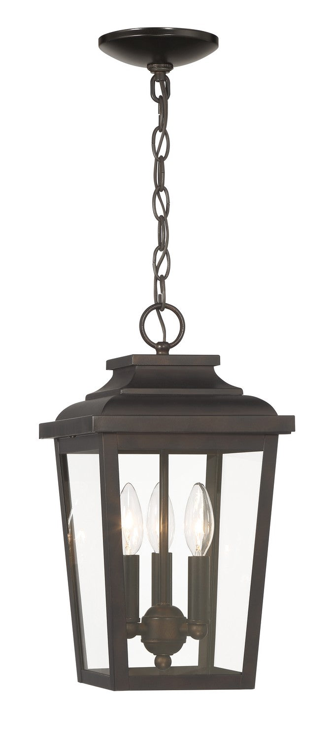 Three Light Chain Hung<br /><span style="color:#4AB0CE;">Entrega: 2-3 semanas en USA</span><br /><span style="color:#4AB0CE;font-size:60%;">PREGUNTE POR ENTREGA EN PANAMA</span><br />Collection: Irvington Manor<br />Finish: Chelesa Bronze
