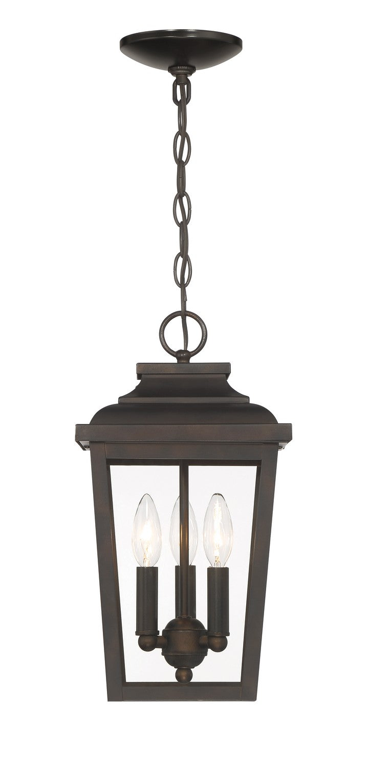 Three Light Chain Hung<br /><span style="color:#4AB0CE;">Entrega: 2-3 semanas en USA</span><br /><span style="color:#4AB0CE;font-size:60%;">PREGUNTE POR ENTREGA EN PANAMA</span><br />Collection: Irvington Manor<br />Finish: Chelesa Bronze