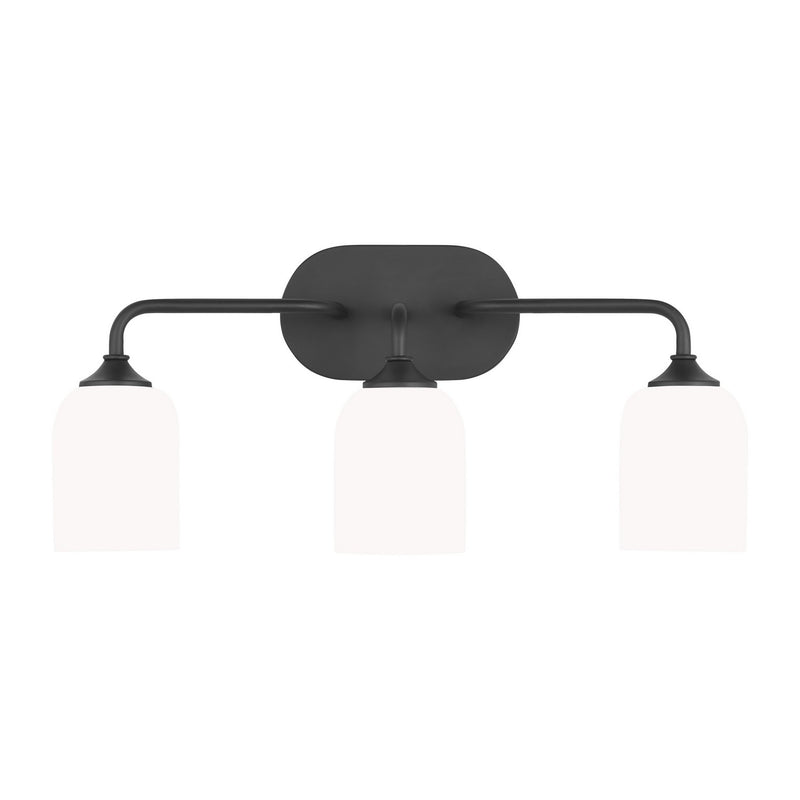 Generation Lighting - GLV1023MBK - Three Light Vanity - Emile - Midnight Black