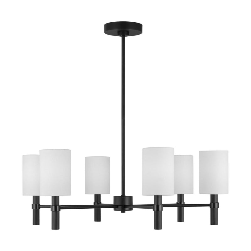Six Light Chandelier<br /><span style="color:#4AB0CE;">Entrega: 4-10 dias en USA</span><br /><span style="color:#4AB0CE;font-size:60%;">PREGUNTE POR ENTREGA EN PANAMA</span><br />Collection: Manor<br />Finish: Midnight Black
