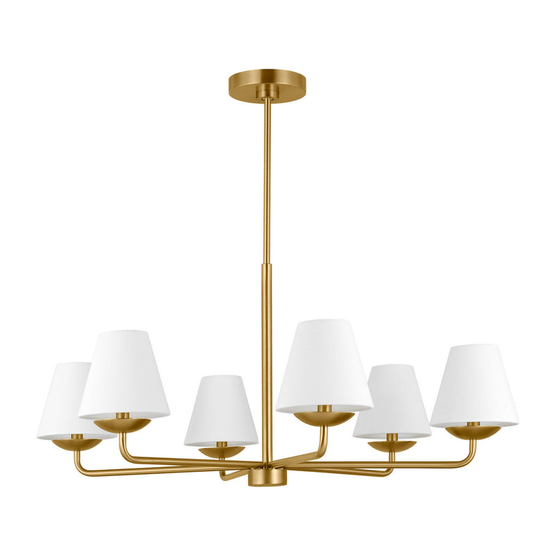Six Light Chandelier<br /><span style="color:#4AB0CE;">Entrega: 4-10 dias en USA</span><br /><span style="color:#4AB0CE;font-size:60%;">PREGUNTE POR ENTREGA EN PANAMA</span><br />Collection: Albion<br />Finish: Satin Brass