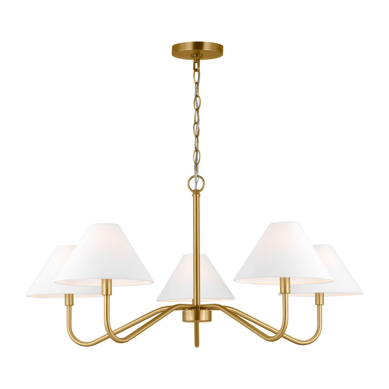Five Light Chandelier<br /><span style="color:#4AB0CE;">Entrega: 3-4 semanas en USA</span><br /><span style="color:#4AB0CE;font-size:60%;">PREGUNTE POR ENTREGA EN PANAMA</span><br />Collection: Eldon<br />Finish: Satin Brass