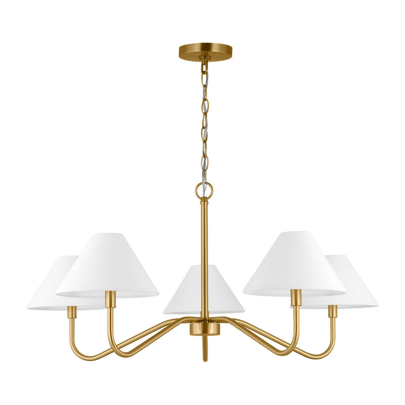 Five Light Chandelier<br /><span style="color:#4AB0CE;">Entrega: 5-6 semanas en USA</span><br /><span style="color:#4AB0CE;font-size:60%;">PREGUNTE POR ENTREGA EN PANAMA</span><br />Collection: Eldon<br />Finish: Satin Brass