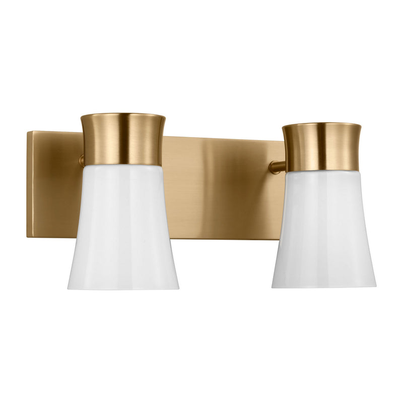 Two Light Vanity<br /><span style="color:#4AB0CE;">Entrega: 4-10 dias en USA</span><br /><span style="color:#4AB0CE;font-size:60%;">PREGUNTE POR ENTREGA EN PANAMA</span><br />Collection: Roy<br />Finish: Satin Brass