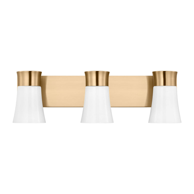 Three Light Vanity<br /><span style="color:#4AB0CE;">Entrega: 4-10 dias en USA</span><br /><span style="color:#4AB0CE;font-size:60%;">PREGUNTE POR ENTREGA EN PANAMA</span><br />Collection: Roy<br />Finish: Satin Brass