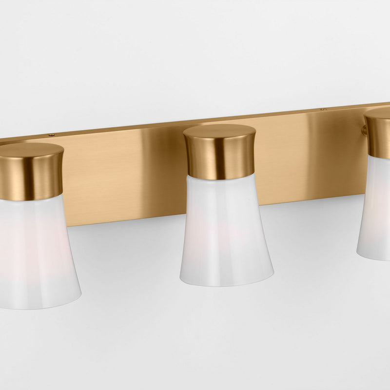 Three Light Vanity<br /><span style="color:#4AB0CE;">Entrega: 4-10 dias en USA</span><br /><span style="color:#4AB0CE;font-size:60%;">PREGUNTE POR ENTREGA EN PANAMA</span><br />Collection: Roy<br />Finish: Satin Brass