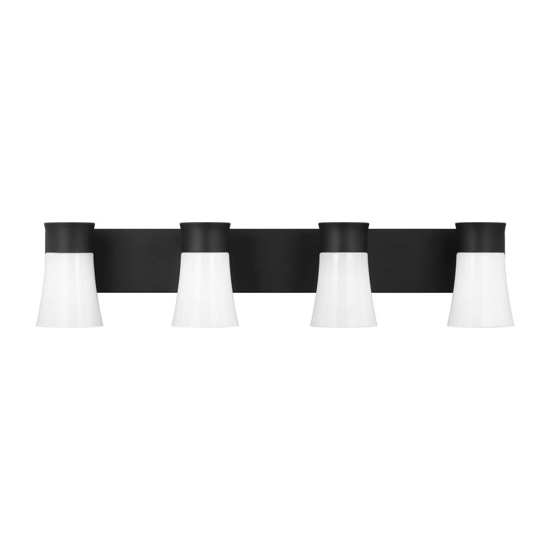 Four Light Vanity<br /><span style="color:#4AB0CE;">Entrega: 4-10 dias en USA</span><br /><span style="color:#4AB0CE;font-size:60%;">PREGUNTE POR ENTREGA EN PANAMA</span><br />Collection: Roy<br />Finish: Midnight Black