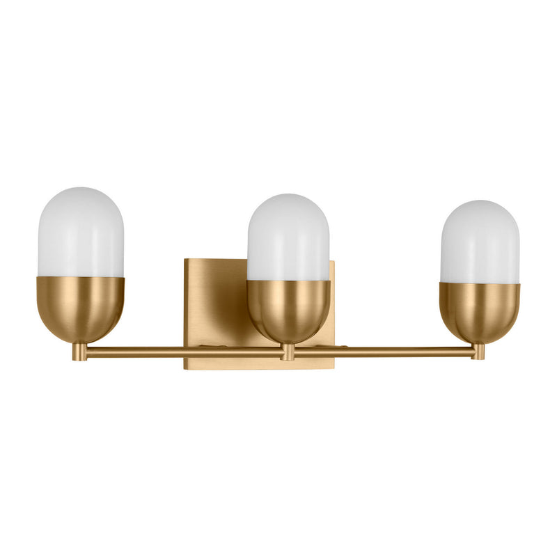 Three Light Vanity<br /><span style="color:#4AB0CE;">Entrega: 4-10 dias en USA</span><br /><span style="color:#4AB0CE;font-size:60%;">PREGUNTE POR ENTREGA EN PANAMA</span><br />Collection: Foster<br />Finish: Satin Brass
