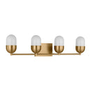 Four Light Vanity<br /><span style="color:#4AB0CE;">Entrega: 4-10 dias en USA</span><br /><span style="color:#4AB0CE;font-size:60%;">PREGUNTE POR ENTREGA EN PANAMA</span><br />Collection: Foster<br />Finish: Satin Brass