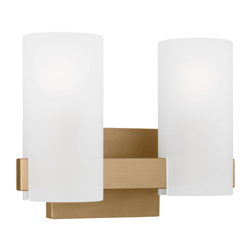 Two Light Vanity<br /><span style="color:#4AB0CE;">Entrega: 4-10 dias en USA</span><br /><span style="color:#4AB0CE;font-size:60%;">PREGUNTE POR ENTREGA EN PANAMA</span><br />Collection: Rhode<br />Finish: Satin Brass