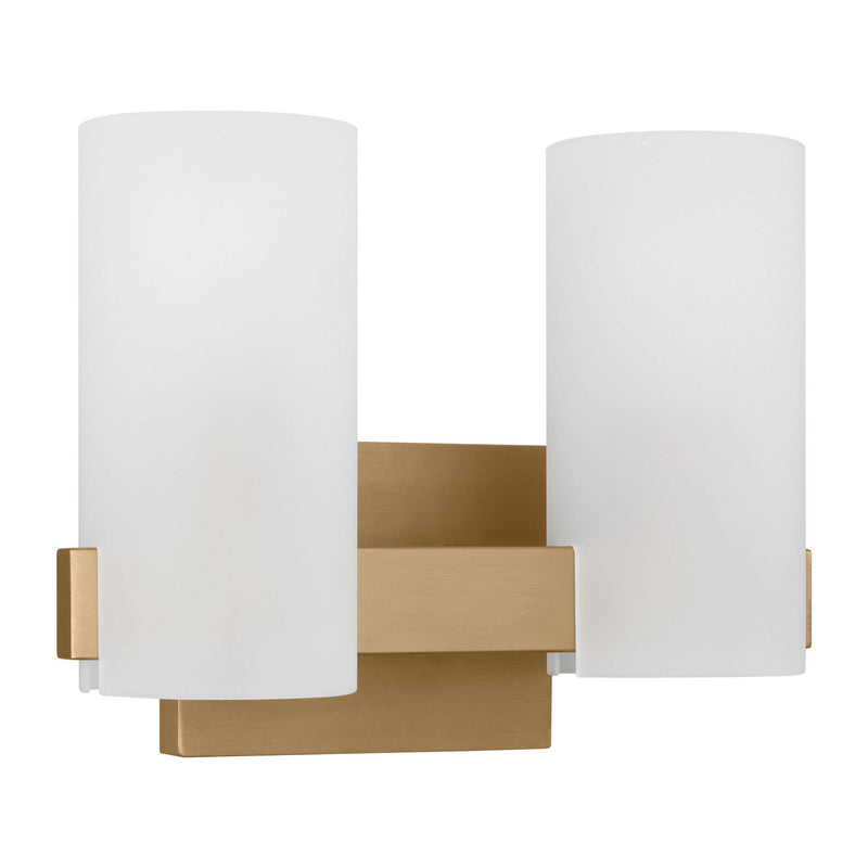 Two Light Vanity<br /><span style="color:#4AB0CE;">Entrega: 4-10 dias en USA</span><br /><span style="color:#4AB0CE;font-size:60%;">PREGUNTE POR ENTREGA EN PANAMA</span><br />Collection: Rhode<br />Finish: Satin Brass