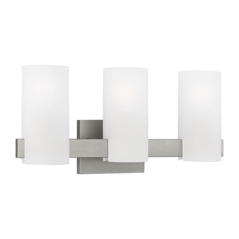 Three Light Vanity<br /><span style="color:#4AB0CE;">Entrega: 6-7 semanas en USA</span><br /><span style="color:#4AB0CE;font-size:60%;">PREGUNTE POR ENTREGA EN PANAMA</span><br />Collection: Rhode<br />Finish: Brushed Steel