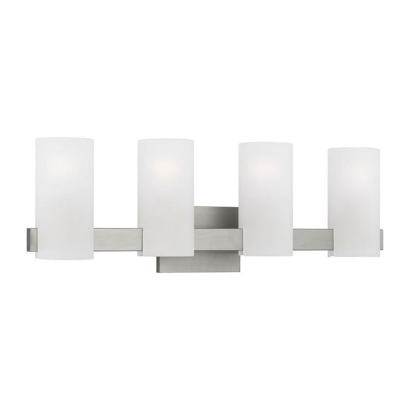 Four Light Vanity<br /><span style="color:#4AB0CE;">Entrega: 4-10 dias en USA</span><br /><span style="color:#4AB0CE;font-size:60%;">PREGUNTE POR ENTREGA EN PANAMA</span><br />Collection: Rhode<br />Finish: Brushed Steel