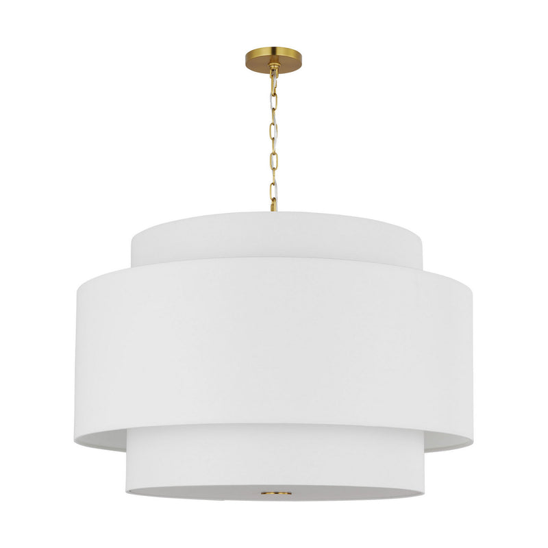 Four Light Pendant<br /><span style="color:#4AB0CE;">Entrega: 4-10 dias en USA</span><br /><span style="color:#4AB0CE;font-size:60%;">PREGUNTE POR ENTREGA EN PANAMA</span><br />Collection: Sawyer<br />Finish: Burnished Brass