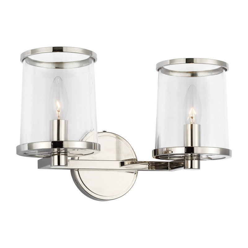 Two Light Vanity<br /><span style="color:#4AB0CE;">Entrega: 4-10 dias en USA</span><br /><span style="color:#4AB0CE;font-size:60%;">PREGUNTE POR ENTREGA EN PANAMA</span><br />Collection: Reynolds<br />Finish: Polished Nickel