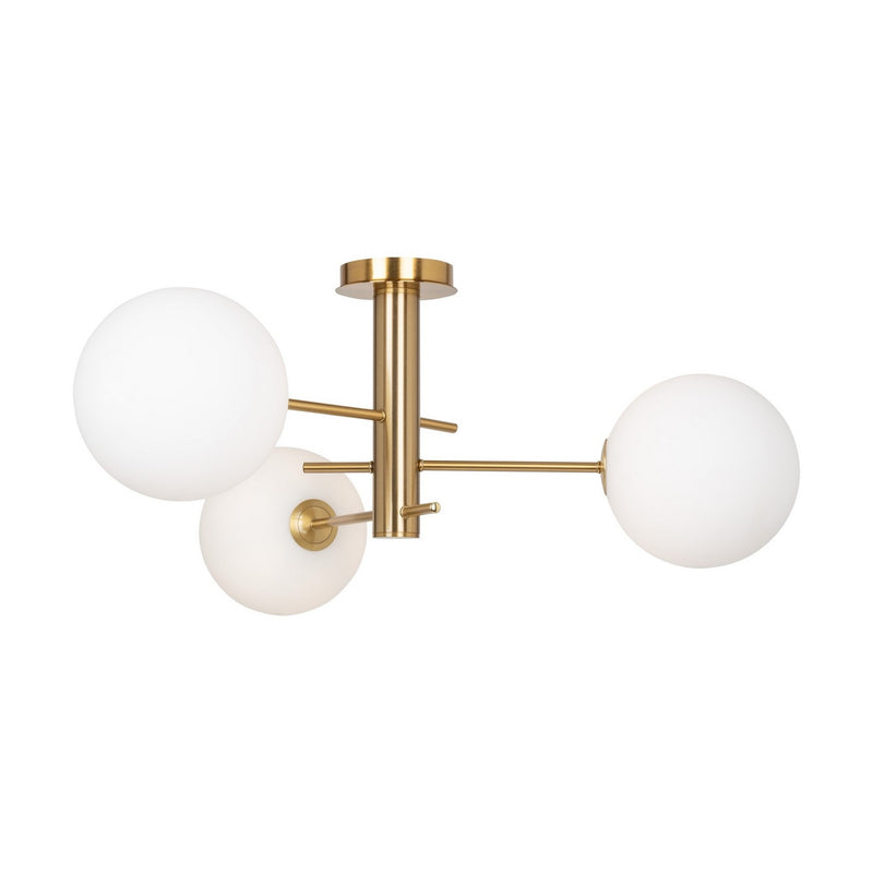Three Light Semi-Flush Mount<br /><span style="color:#4AB0CE;">Entrega: 4-10 dias en USA</span><br /><span style="color:#4AB0CE;font-size:60%;">PREGUNTE POR ENTREGA EN PANAMA</span><br />Collection: Aurelia<br />Finish: Brass