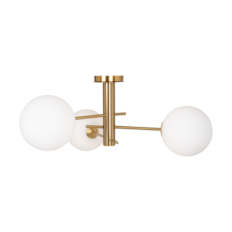 Three Light Semi-Flush Mount<br /><span style="color:#4AB0CE;">Entrega: 4-10 dias en USA</span><br /><span style="color:#4AB0CE;font-size:60%;">PREGUNTE POR ENTREGA EN PANAMA</span><br />Collection: Aurelia<br />Finish: Brass