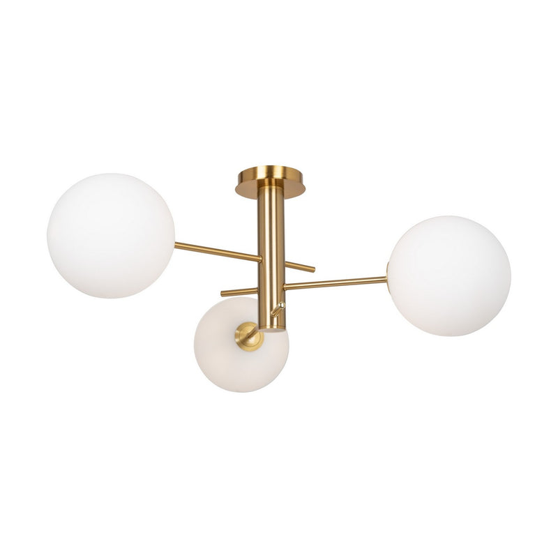 Three Light Semi-Flush Mount<br /><span style="color:#4AB0CE;">Entrega: 4-10 dias en USA</span><br /><span style="color:#4AB0CE;font-size:60%;">PREGUNTE POR ENTREGA EN PANAMA</span><br />Collection: Aurelia<br />Finish: Brass