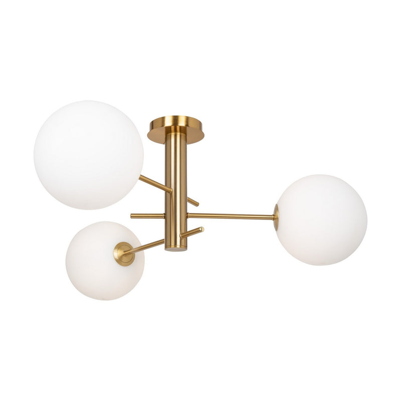 Three Light Semi-Flush Mount<br /><span style="color:#4AB0CE;">Entrega: 4-10 dias en USA</span><br /><span style="color:#4AB0CE;font-size:60%;">PREGUNTE POR ENTREGA EN PANAMA</span><br />Collection: Aurelia<br />Finish: Brass