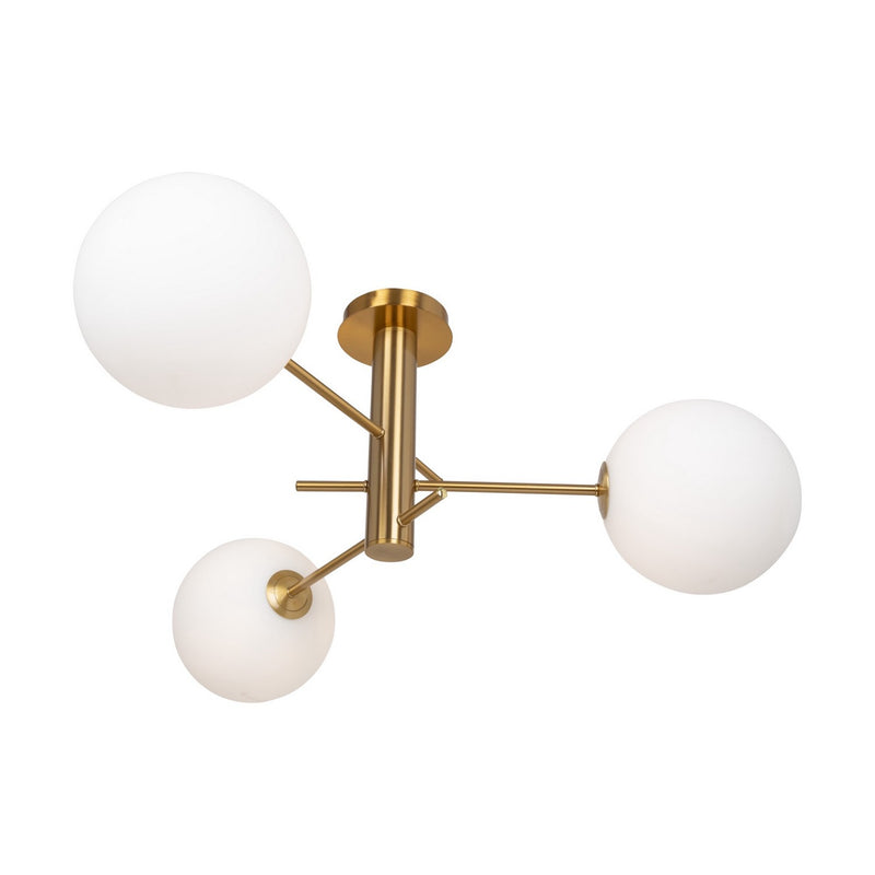 Three Light Semi-Flush Mount<br /><span style="color:#4AB0CE;">Entrega: 4-10 dias en USA</span><br /><span style="color:#4AB0CE;font-size:60%;">PREGUNTE POR ENTREGA EN PANAMA</span><br />Collection: Aurelia<br />Finish: Brass
