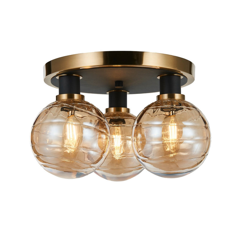 Artcraft Canada - AC11873AM - Three Light Semi-Flush Mount - Gem - Black and Brushed Brass