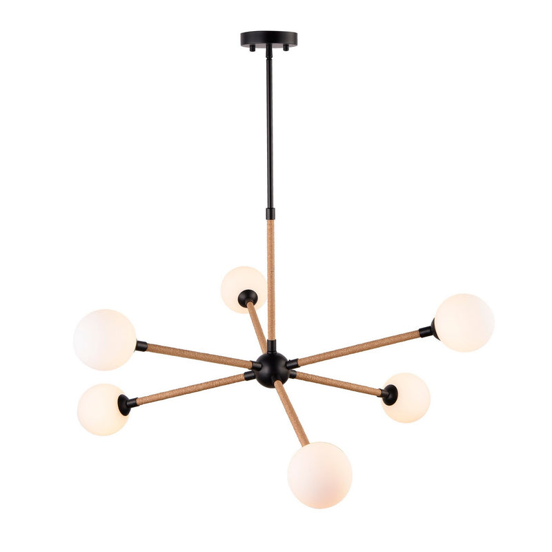 Six Light Chandelier<br /><span style="color:#4AB0CE;">Entrega: 4-10 dias en USA</span><br /><span style="color:#4AB0CE;font-size:60%;">PREGUNTE POR ENTREGA EN PANAMA</span><br />Collection: Capilano<br />Finish: Black