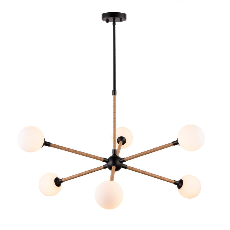 Six Light Chandelier<br /><span style="color:#4AB0CE;">Entrega: 4-10 dias en USA</span><br /><span style="color:#4AB0CE;font-size:60%;">PREGUNTE POR ENTREGA EN PANAMA</span><br />Collection: Capilano<br />Finish: Black