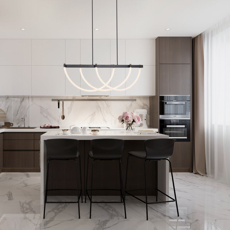 Artcraft Canada - AC6813BK - LED Island Pendant - Cascata - Black and Brushed Brass
