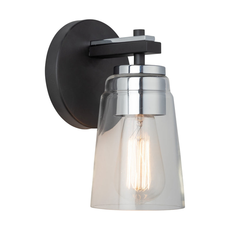 One Light Bathroom<br /><span style="color:#4AB0CE;">Entrega: 4-10 dias en USA</span><br /><span style="color:#4AB0CE;font-size:60%;">PREGUNTE POR ENTREGA EN PANAMA</span><br />Collection: Essex<br />Finish: Black and Chrome