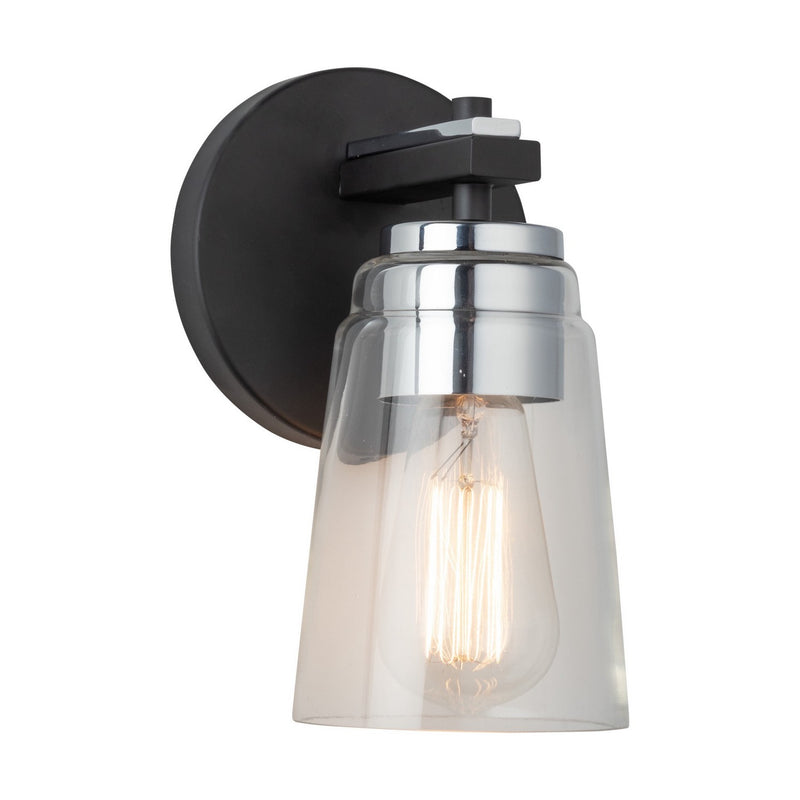 One Light Bathroom<br /><span style="color:#4AB0CE;">Entrega: 4-10 dias en USA</span><br /><span style="color:#4AB0CE;font-size:60%;">PREGUNTE POR ENTREGA EN PANAMA</span><br />Collection: Essex<br />Finish: Black and Chrome