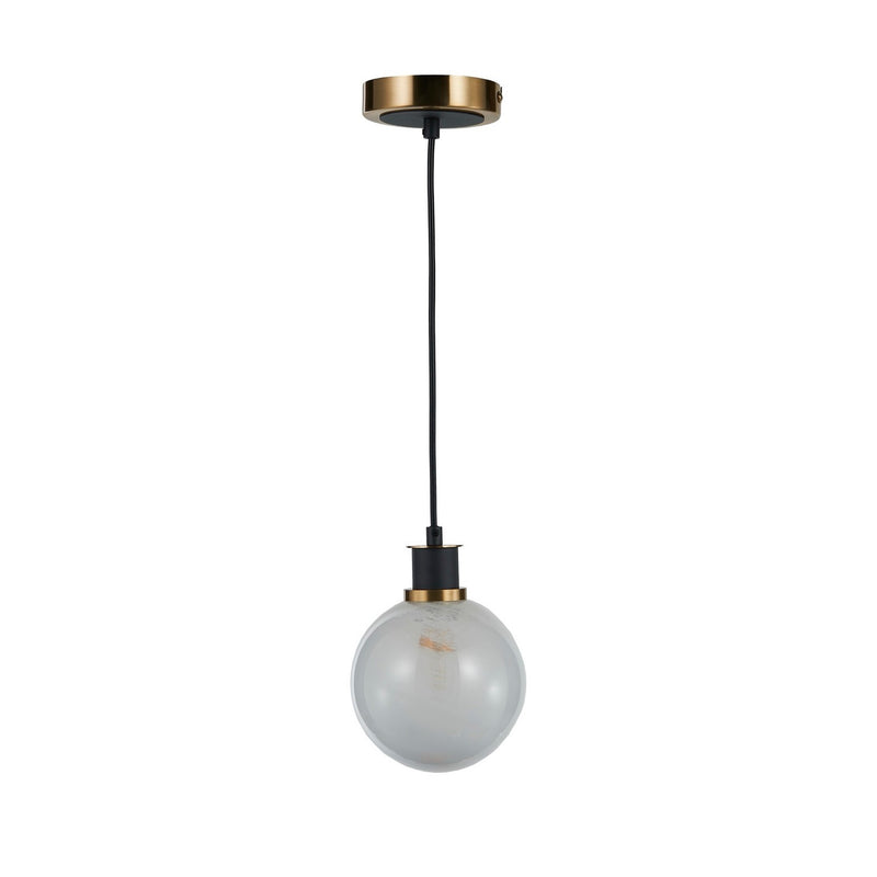 One Light Pendant<br /><span style="color:#4AB0CE;">Entrega: 4-10 dias en USA</span><br /><span style="color:#4AB0CE;font-size:60%;">PREGUNTE POR ENTREGA EN PANAMA</span><br />Collection: Gem<br />Finish: Black and Brushed Brass