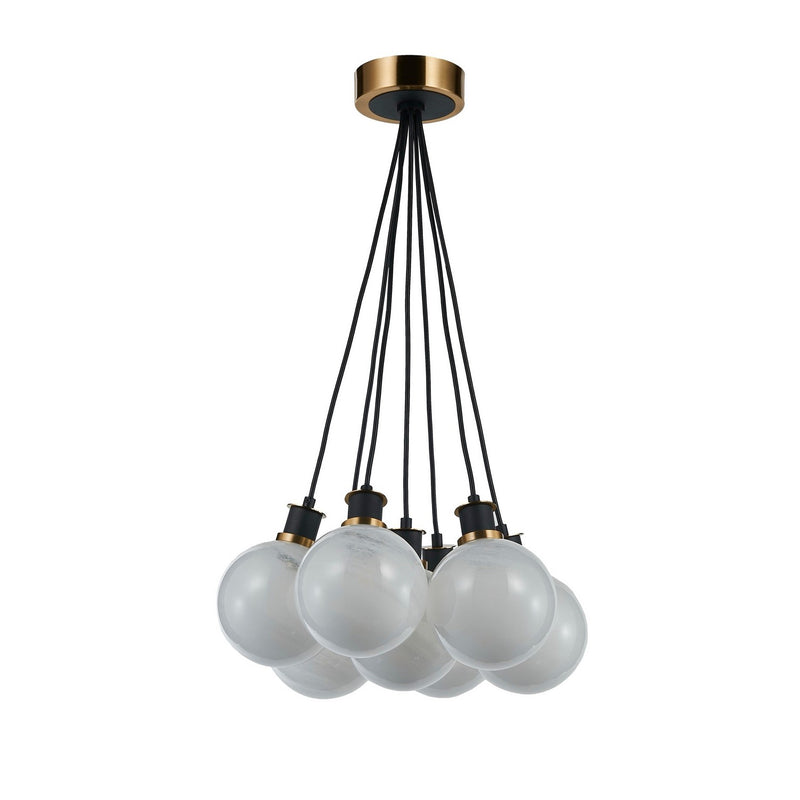Seven Light Pendant<br /><span style="color:#4AB0CE;">Entrega: 4-10 dias en USA</span><br /><span style="color:#4AB0CE;font-size:60%;">PREGUNTE POR ENTREGA EN PANAMA</span><br />Collection: Gem<br />Finish: Black and Brushed Brass
