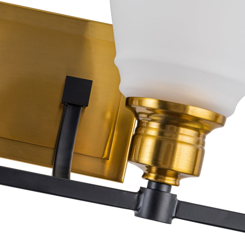 Four Light Bathroom Vanity<br /><span style="color:#4AB0CE;">Entrega: 4-10 dias en USA</span><br /><span style="color:#4AB0CE;font-size:60%;">PREGUNTE POR ENTREGA EN PANAMA</span><br />Collection: Nelson<br />Finish: Brass & Black