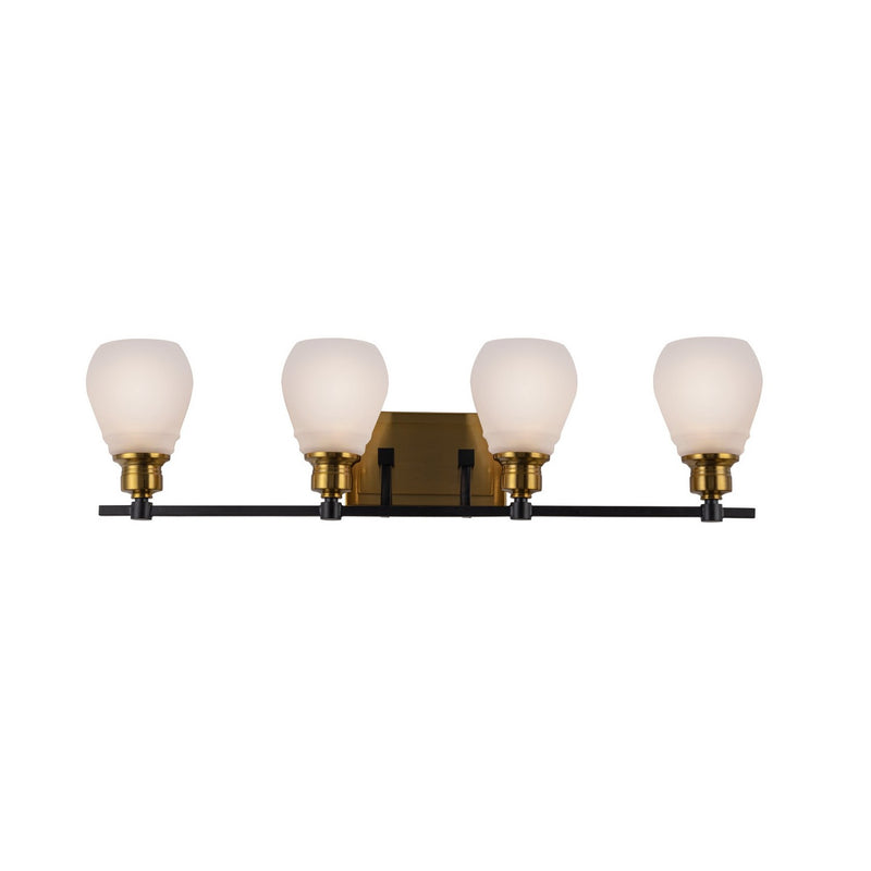 Four Light Bathroom Vanity<br /><span style="color:#4AB0CE;">Entrega: 4-10 dias en USA</span><br /><span style="color:#4AB0CE;font-size:60%;">PREGUNTE POR ENTREGA EN PANAMA</span><br />Collection: Nelson<br />Finish: Brass & Black