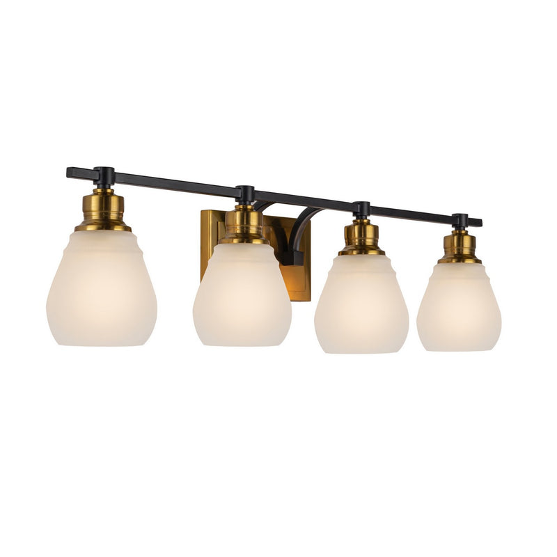 Four Light Bathroom Vanity<br /><span style="color:#4AB0CE;">Entrega: 4-10 dias en USA</span><br /><span style="color:#4AB0CE;font-size:60%;">PREGUNTE POR ENTREGA EN PANAMA</span><br />Collection: Nelson<br />Finish: Brass & Black